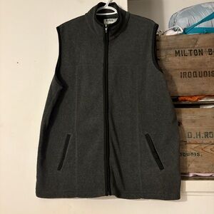 Vintage Weekend Edition Charcoal Gray Zip-Front Fleece Vest Size Large
